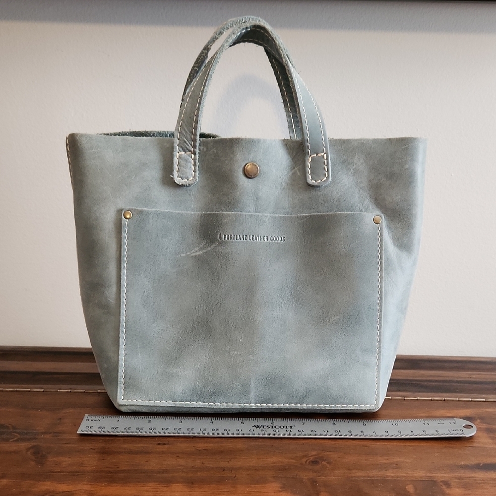 Portland Leather Mini Tote Bag In Aqua